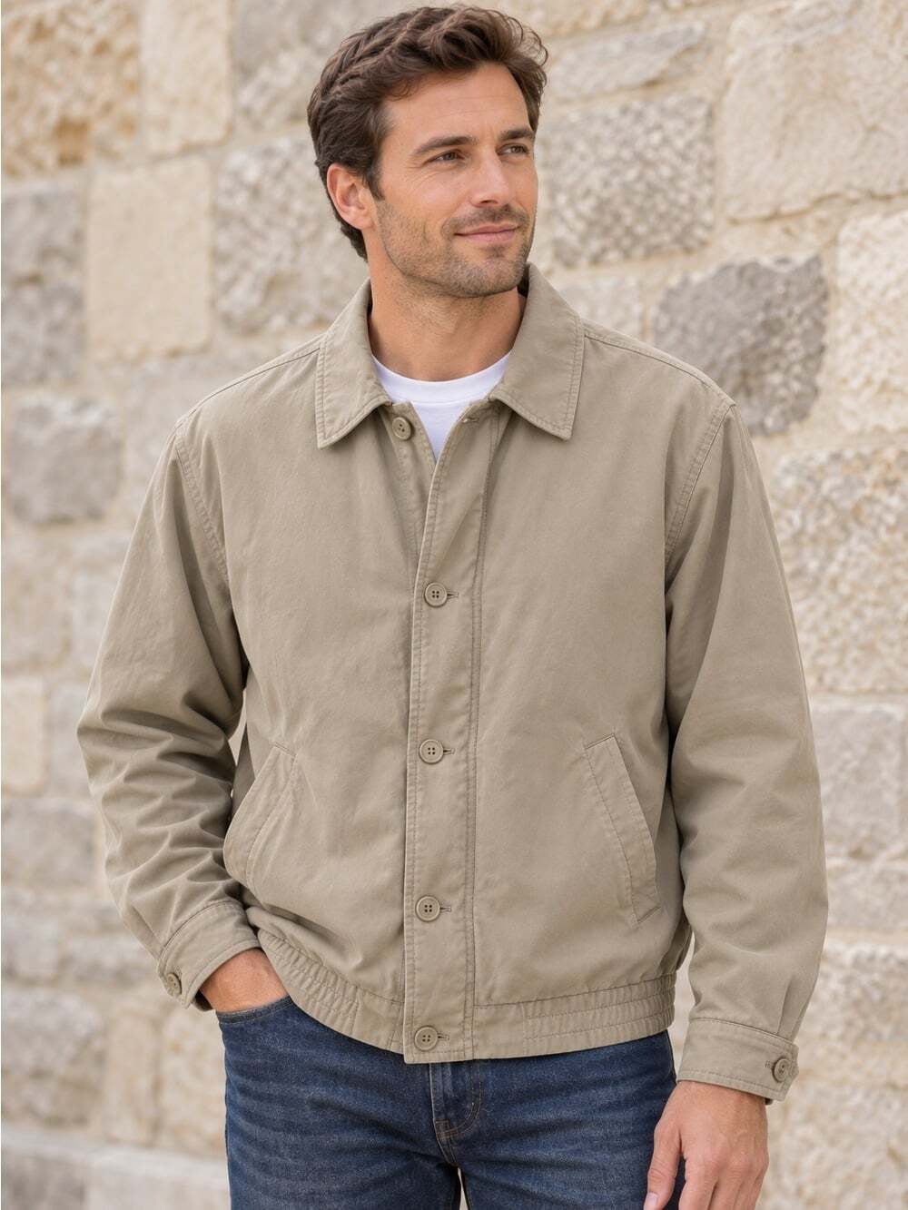 Joseph & Feiss Sinatra Preppy Minimalist Khaki Harrington Jacket M